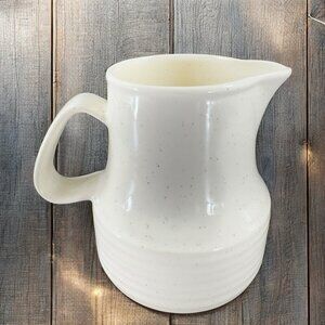 Vintage 1970s Ceramic Stoneware White Speckled Glaze Pitcher Creamer Black Dots